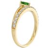 Trillion Tsavorite Garnet & Diamond Half Open Shank Ring in Yellow Gold