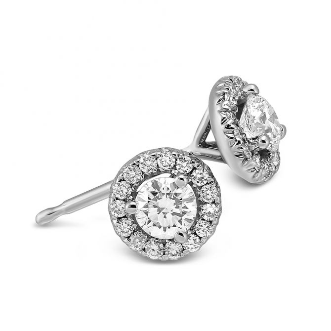 Halo Diamond Stud Earrings in White Gold, .25 cttw