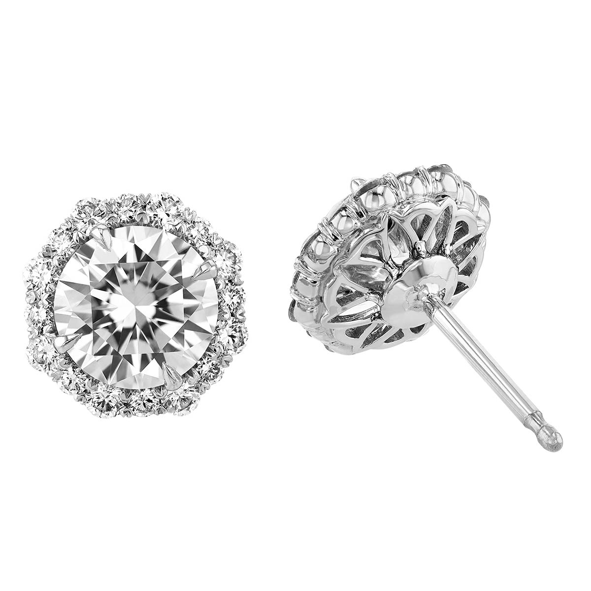 Kalahari Dream Diamond Halo Stud Earrings in White Gold