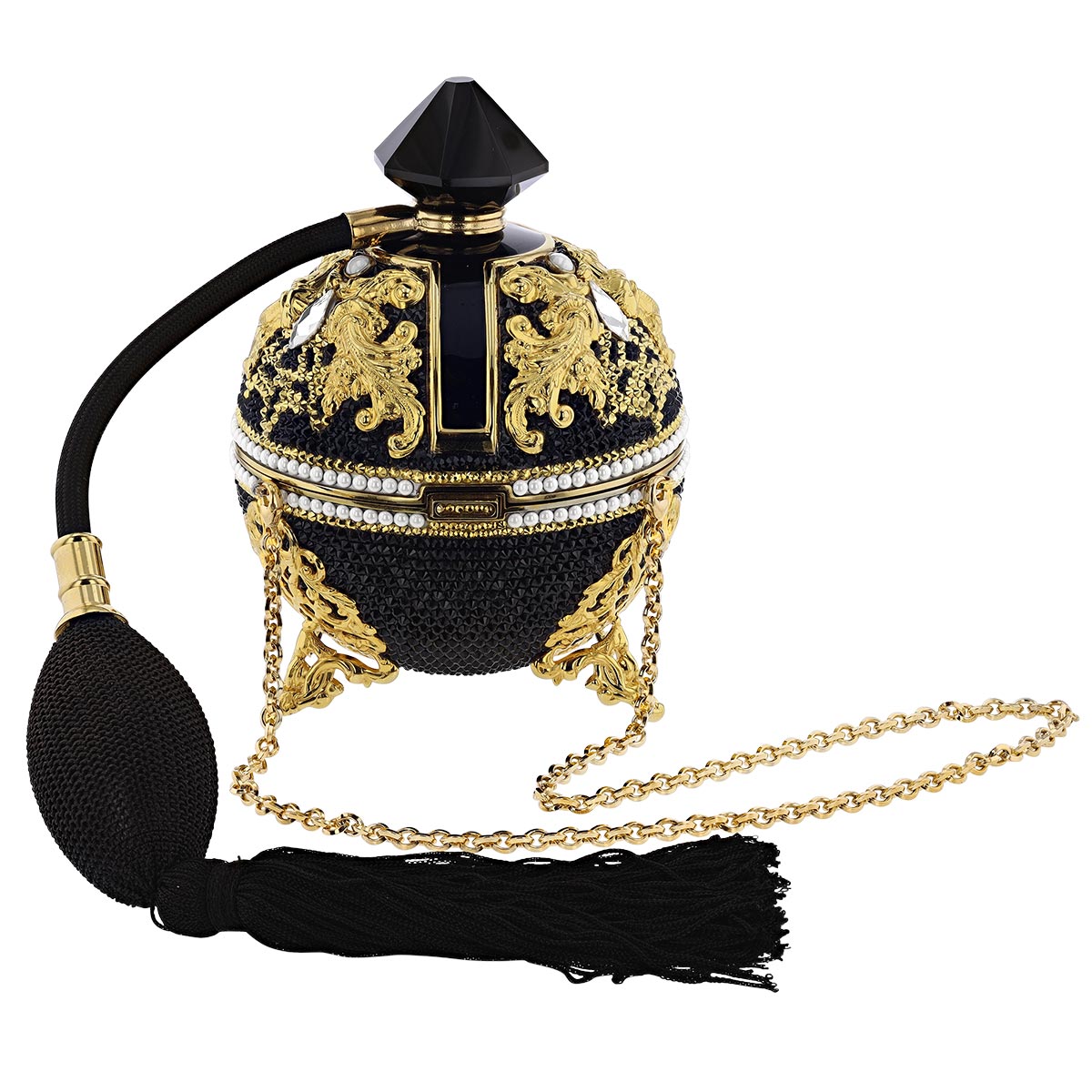 Judith Leiber Sphere Perfume Bottle Clutch in Jet Black