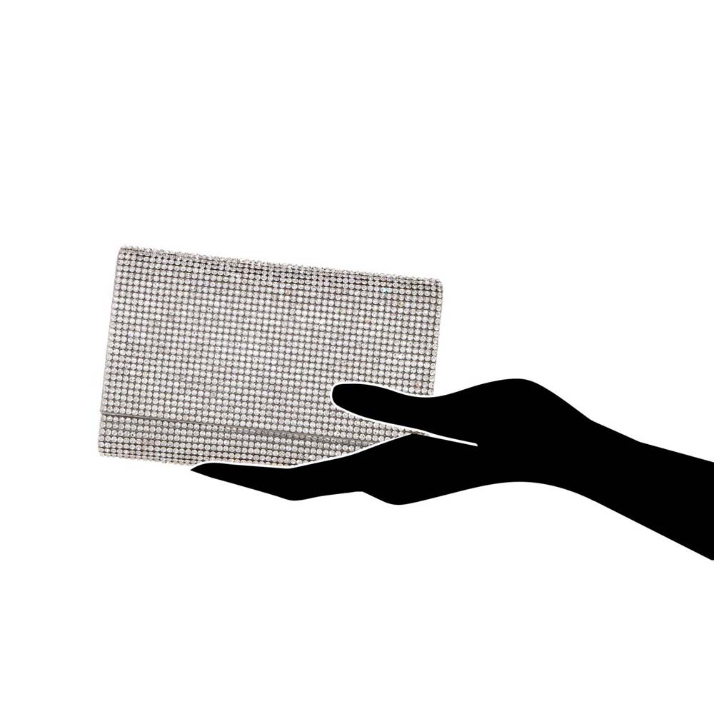 Judith Leiber Fizzy Silver Crystal Clutch