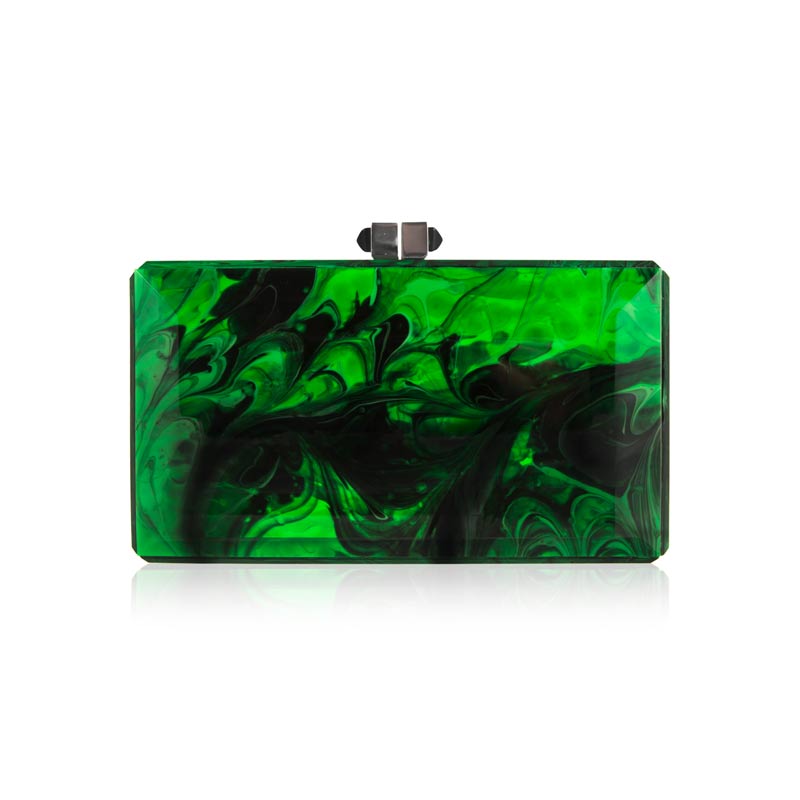 Judith Leiber Rectangle Malachite Green Clutch