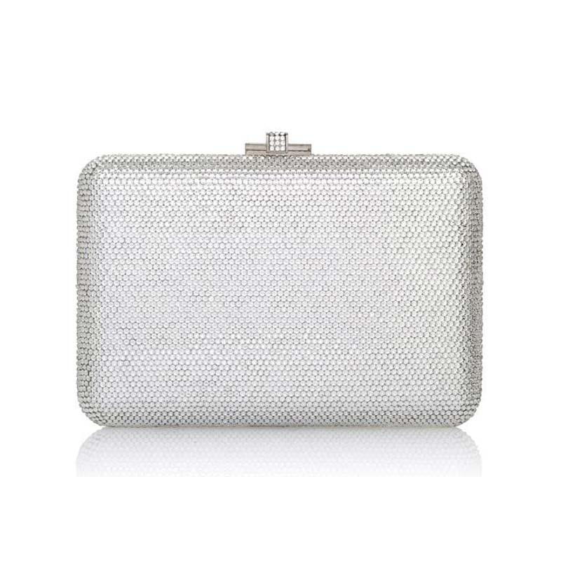 Judith Leiber Slim Slide Silver Clutch