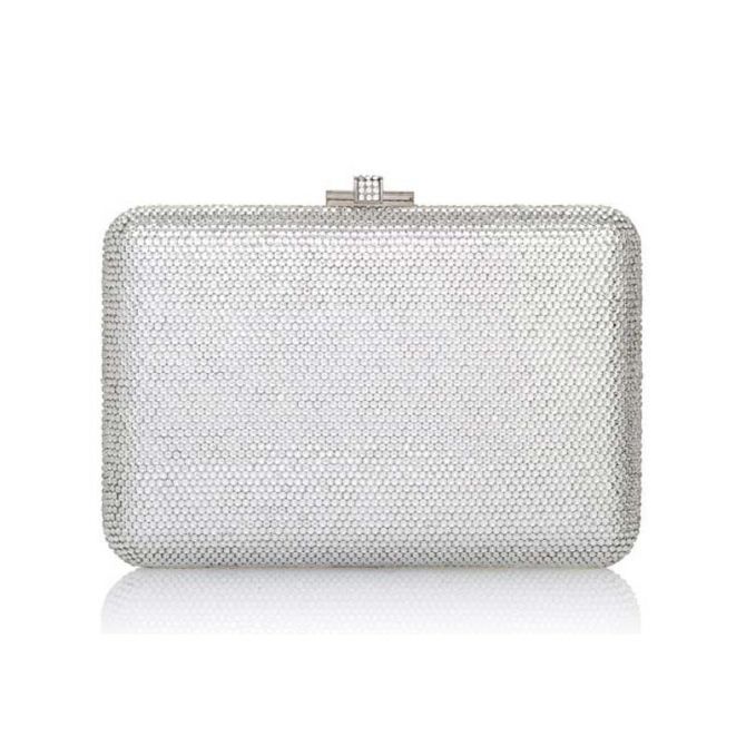 Judith Leiber Slim Slide Silver Clutch