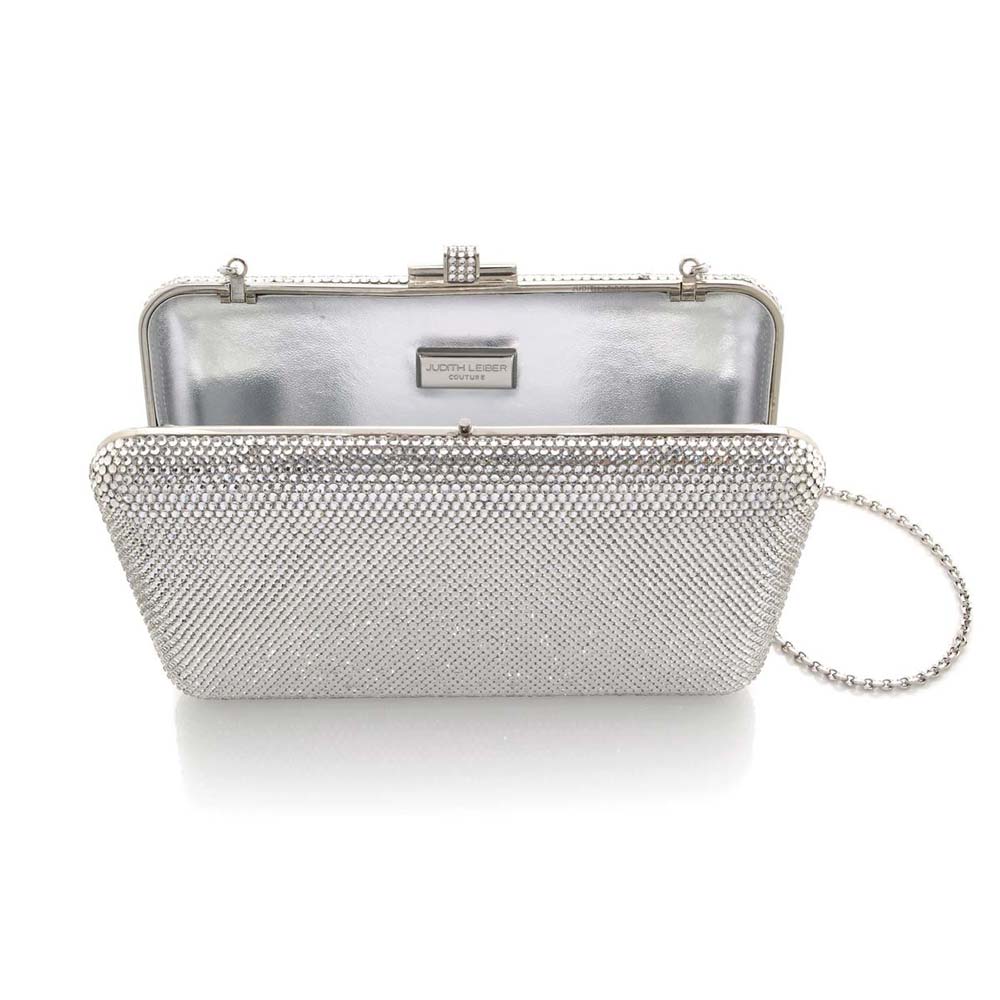 Judith Leiber Slim Slide Silver Clutch