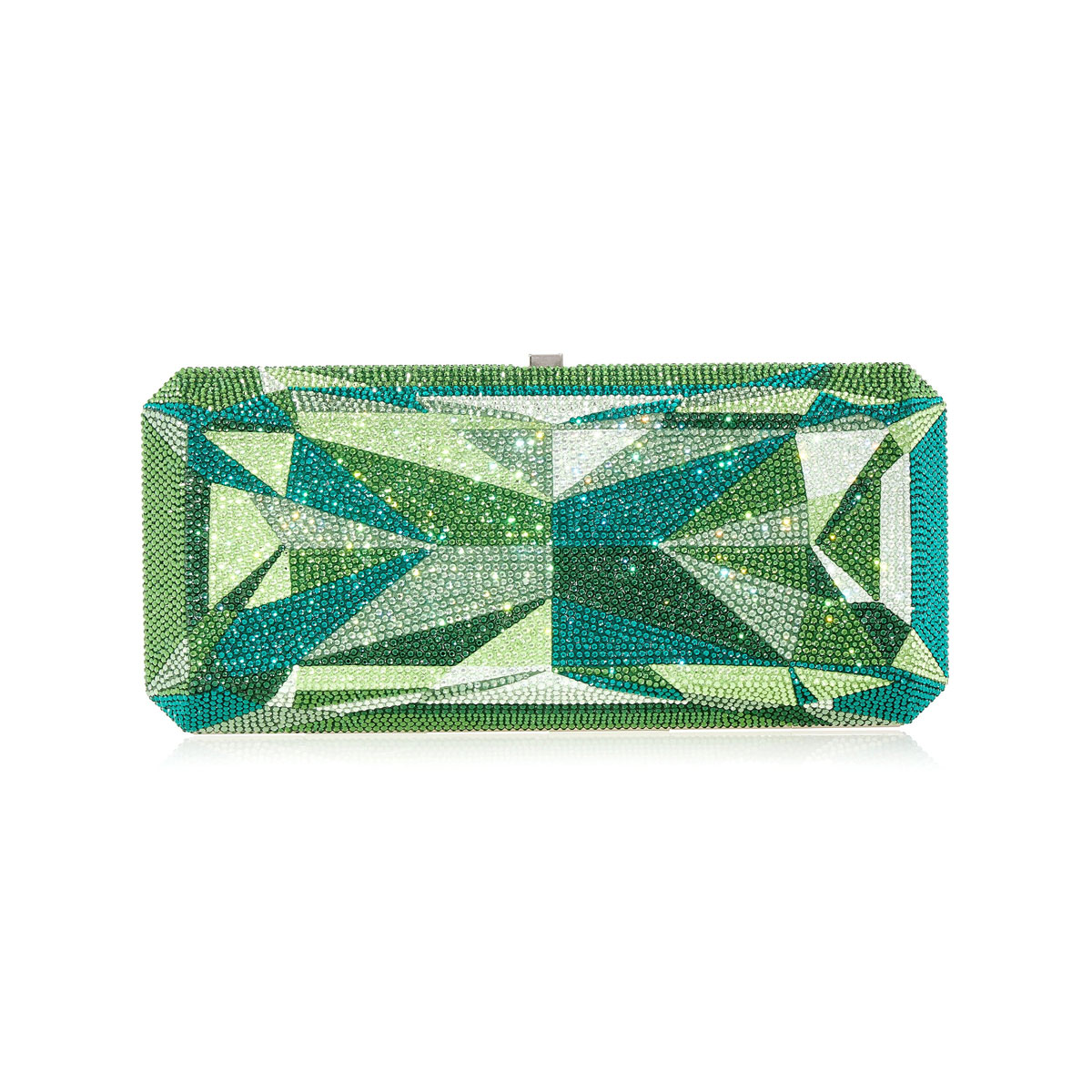 Judith Leiber Slim Rectangle Emerald Green Clutch