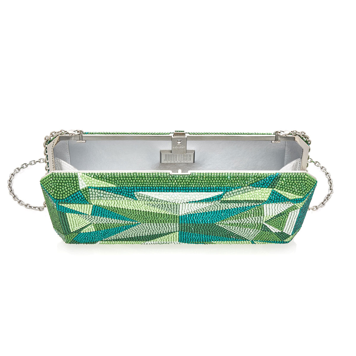 Judith Leiber Slim Rectangle Emerald Green Clutch