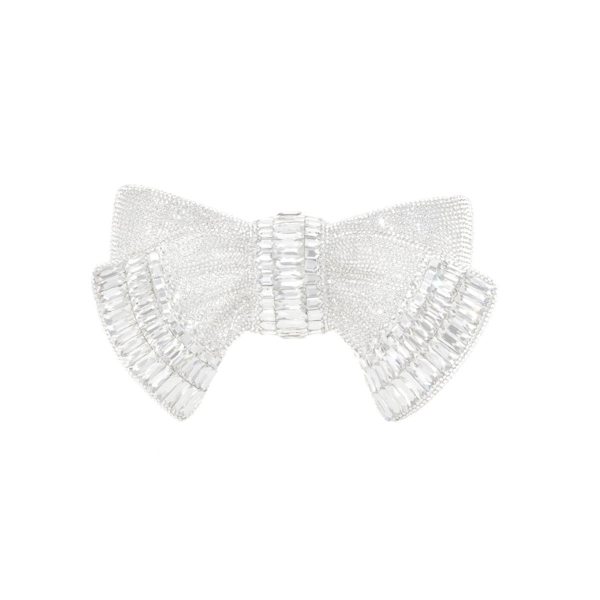 Judith Leiber Bow Deco Gems Rhinestone Clutch Handbag, Silver