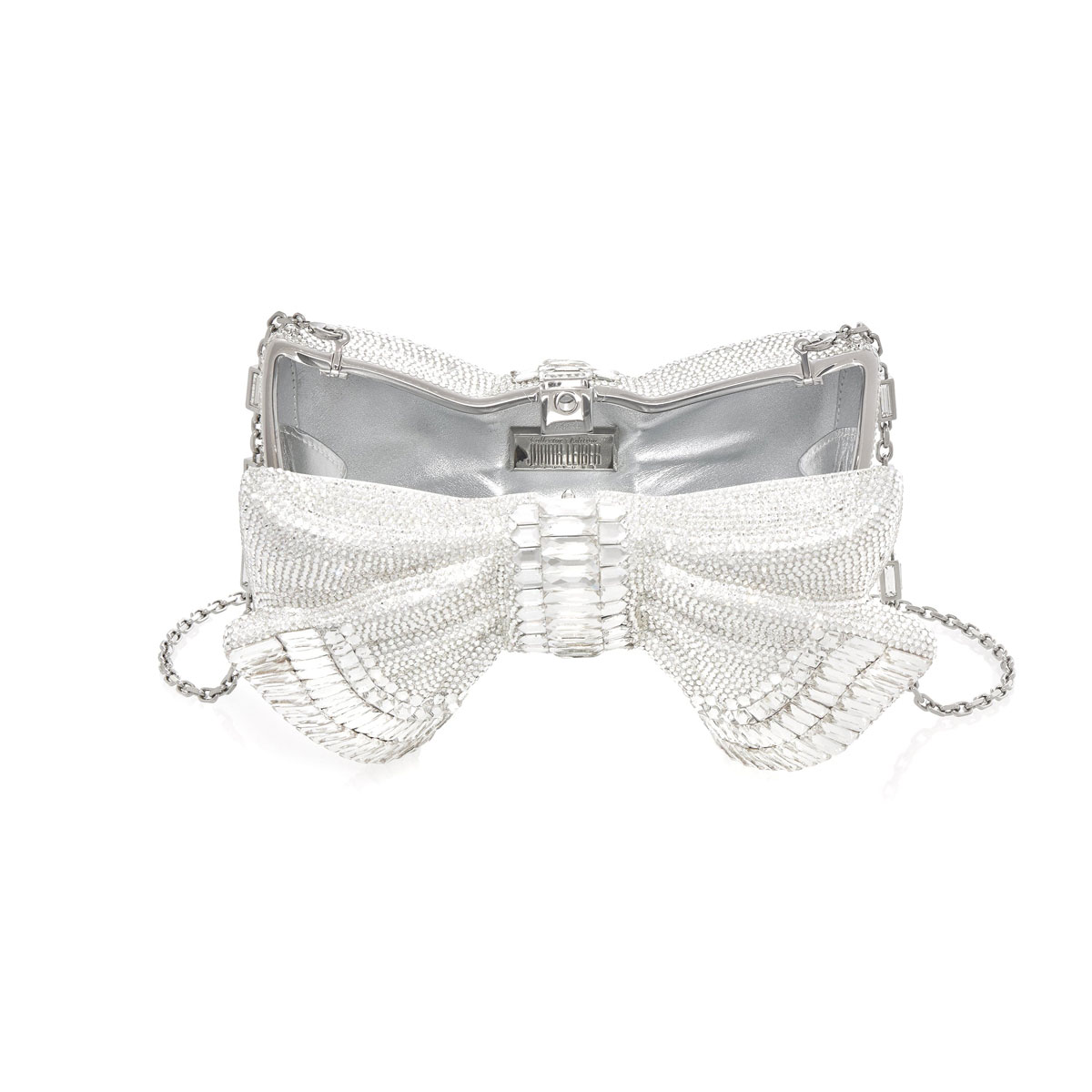 Judith Leiber Bow Deco Gems Rhinestone Clutch Handbag, Silver