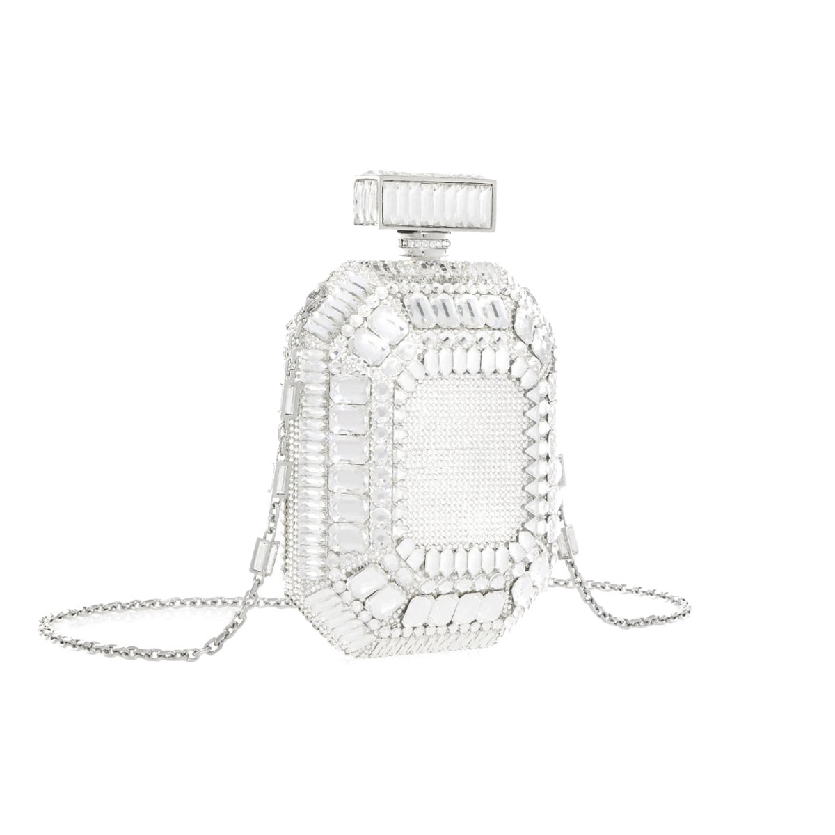 Judith Leiber Perfume Bottle Crystal Clutch Bag, Silver
