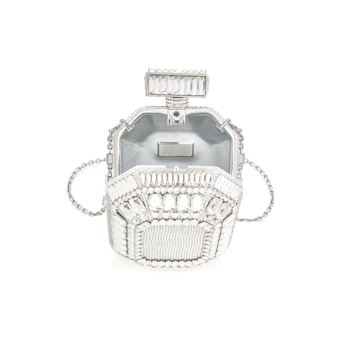 Judith Leiber Perfume Bottle Crystal Clutch Bag, Silver