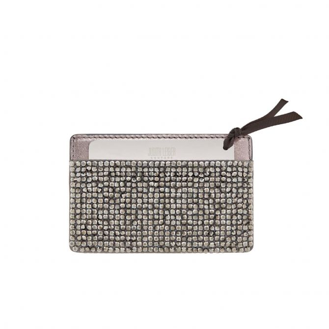 Judith Leiber Fullbead Mirror Card Case, Grey