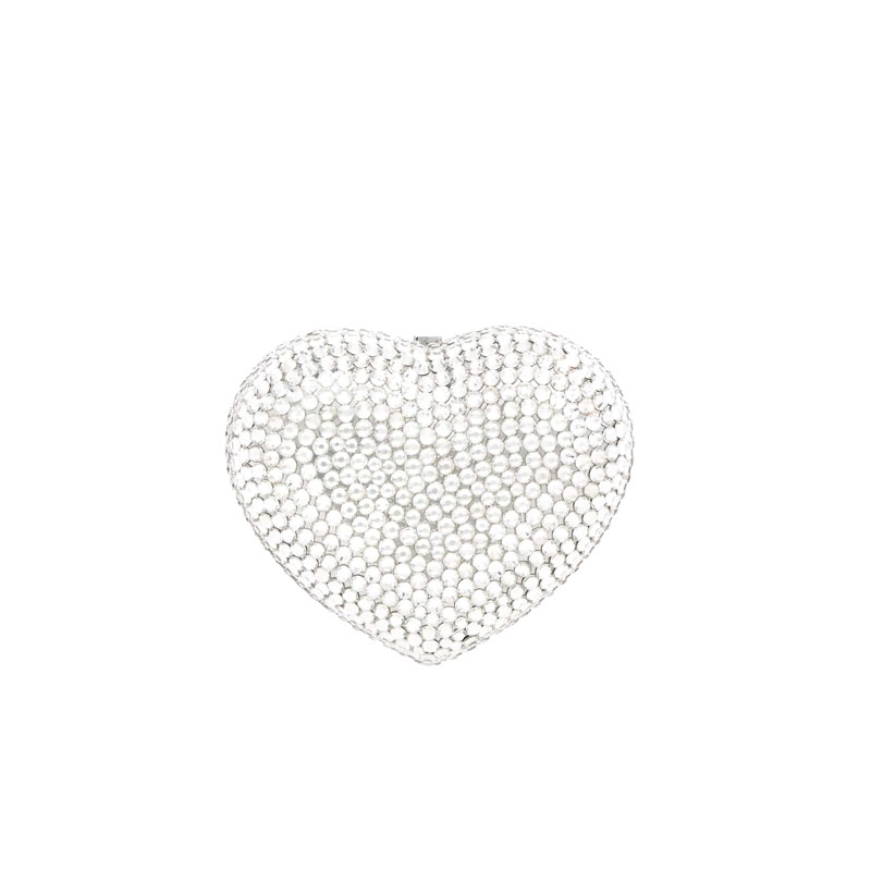 Judith Leiber Mini Heart Pillbox, Silver