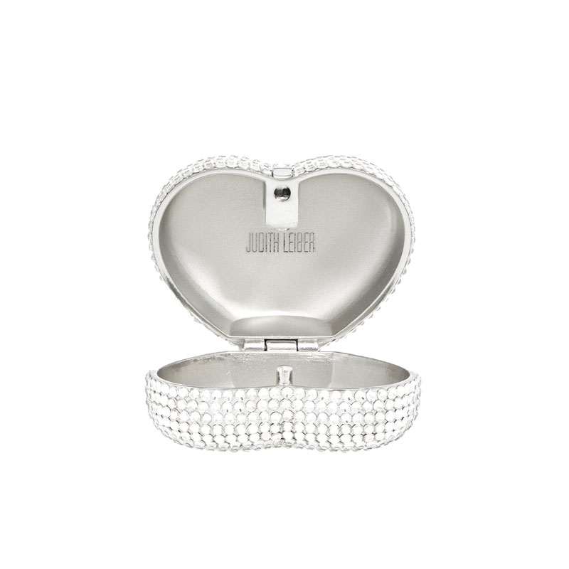 Judith Leiber Mini Heart Pillbox, Silver