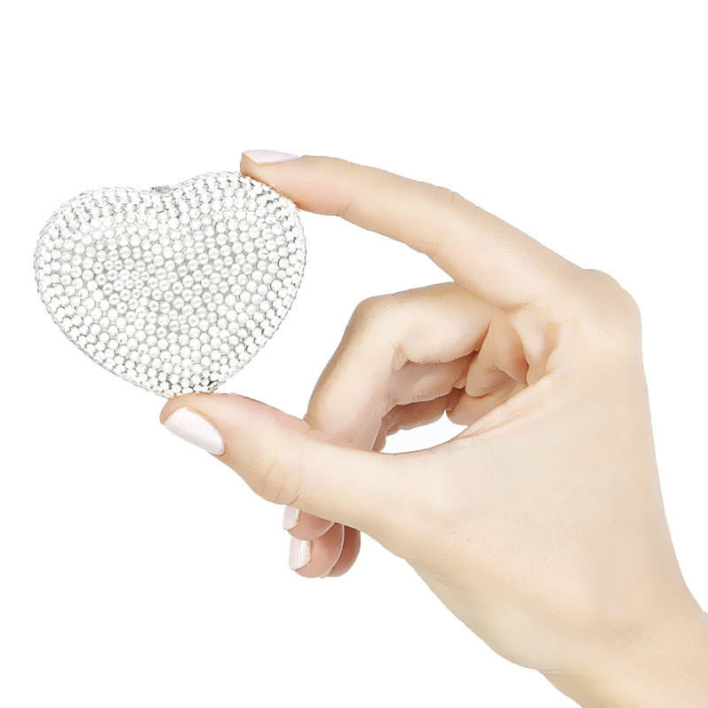 Judith Leiber Mini Heart Pillbox, Silver