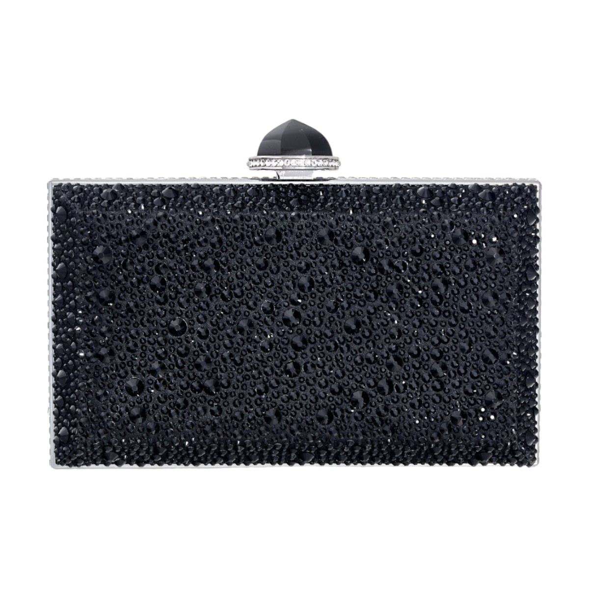 Judith Leiber Skylar Crystal Caviar Clutch, Jet