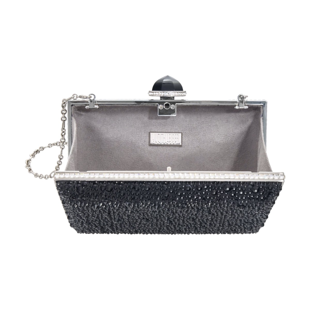 Judith Leiber Skylar Crystal Caviar Clutch, Jet