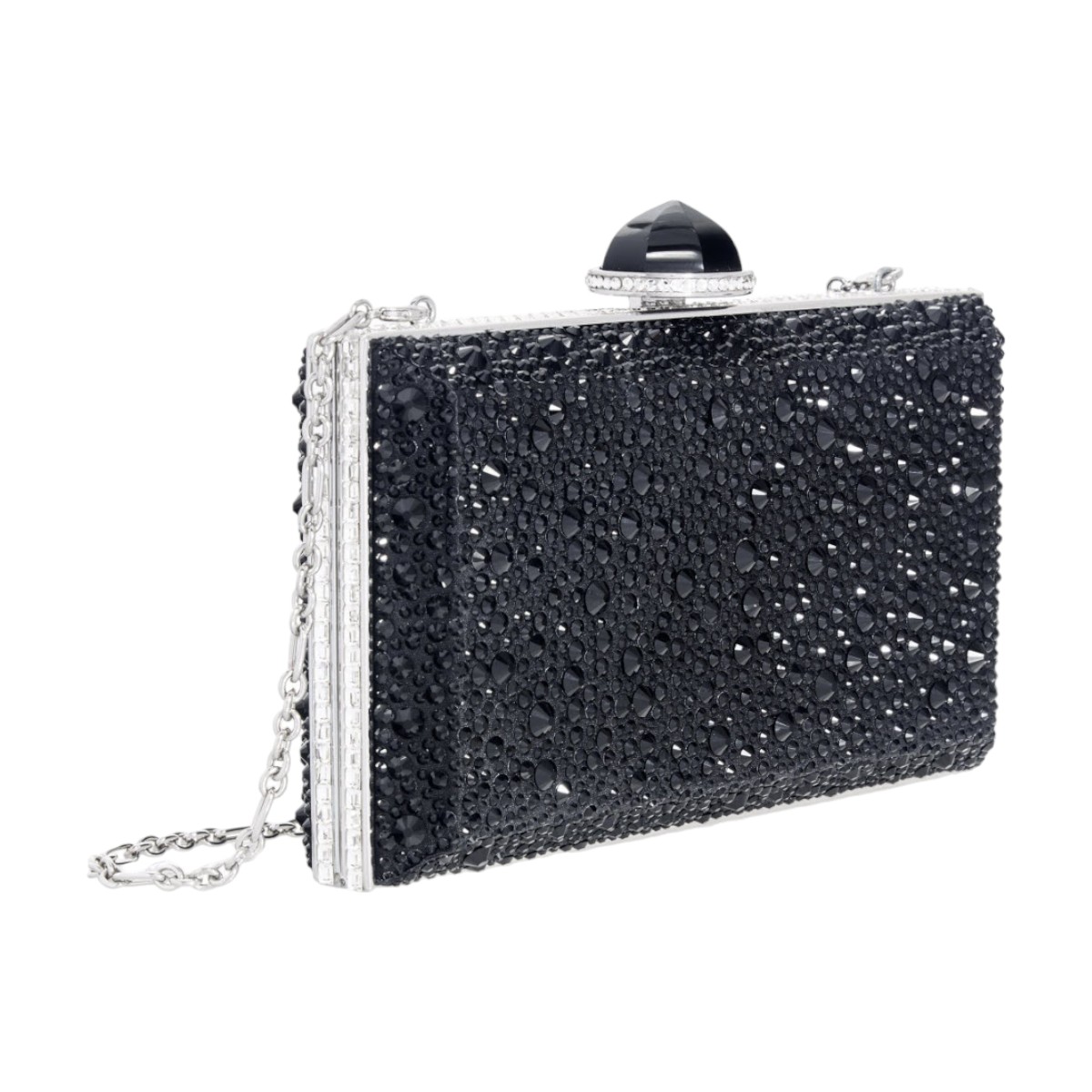 Judith Leiber Skylar Crystal Caviar Clutch, Jet