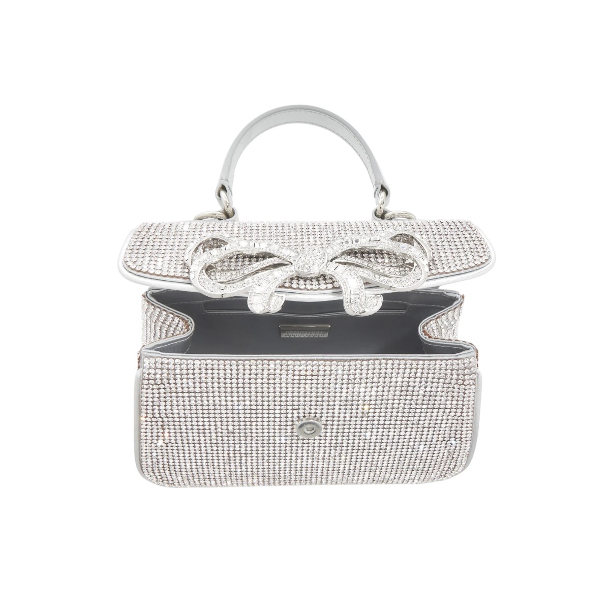 Judith Leiber Crystal Bow Top Handle Bag, Silver
