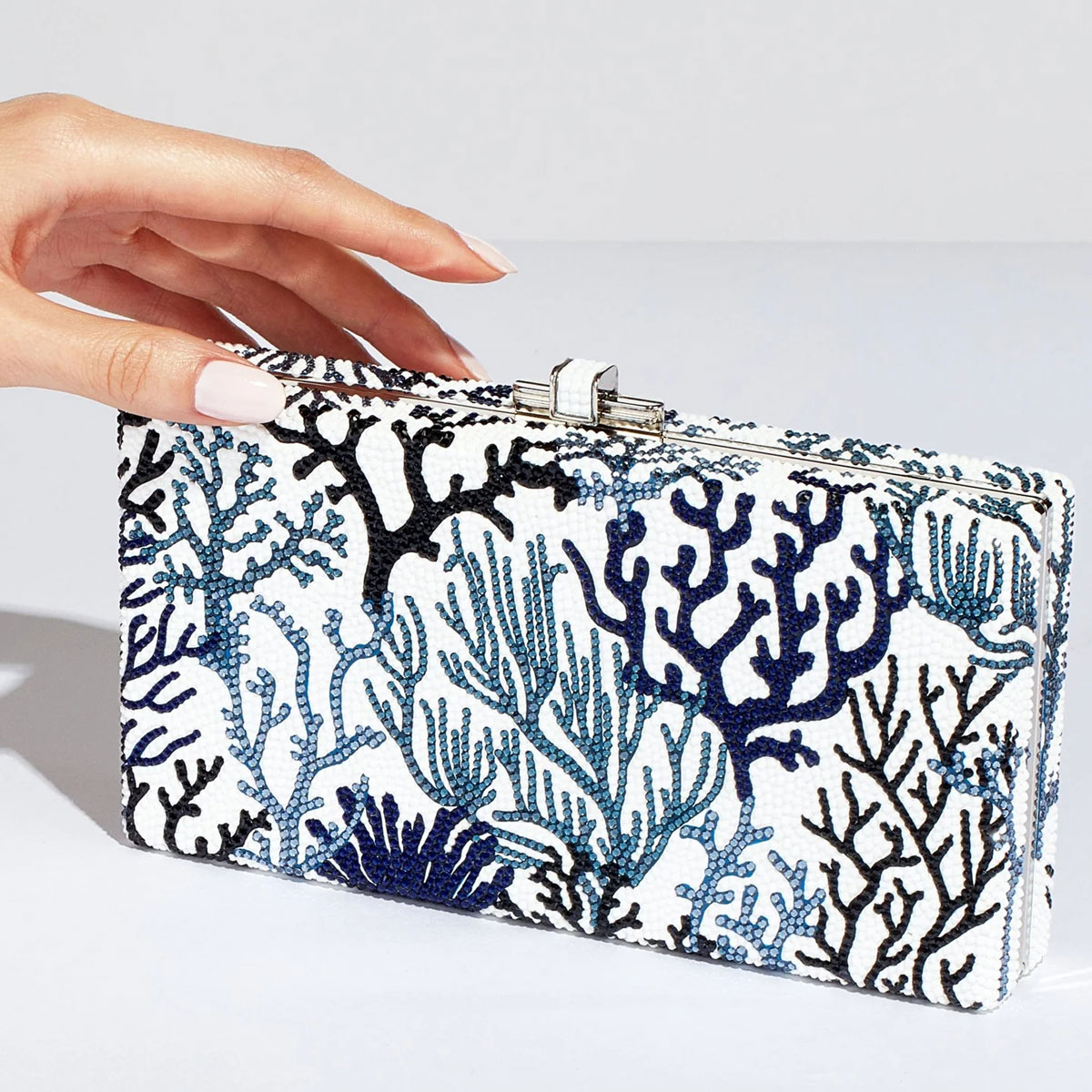 Judith Lieber Sleek Rare Coral Rectangle Clutch, Blue