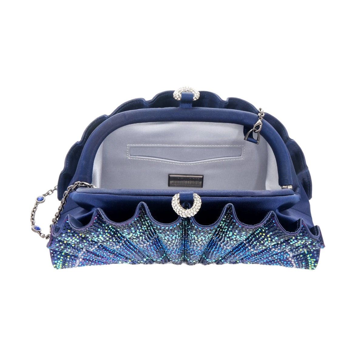 Judith Lieber Origami Scallop Fan Clutch, Blue