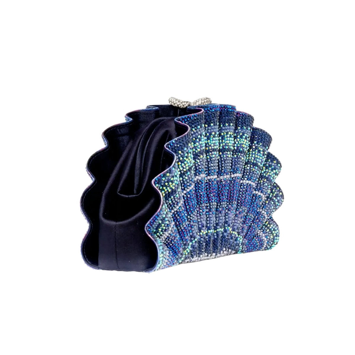 Judith Lieber Origami Scallop Fan Clutch, Blue