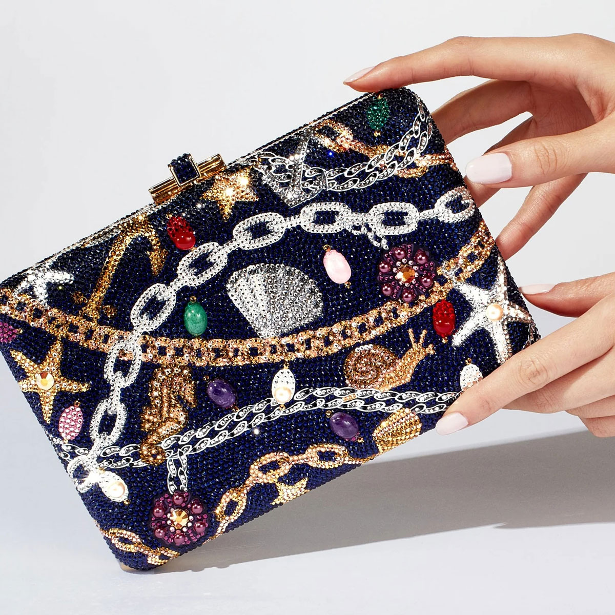 Judith Lieber Slim Slide Clutch, Nautical Chains