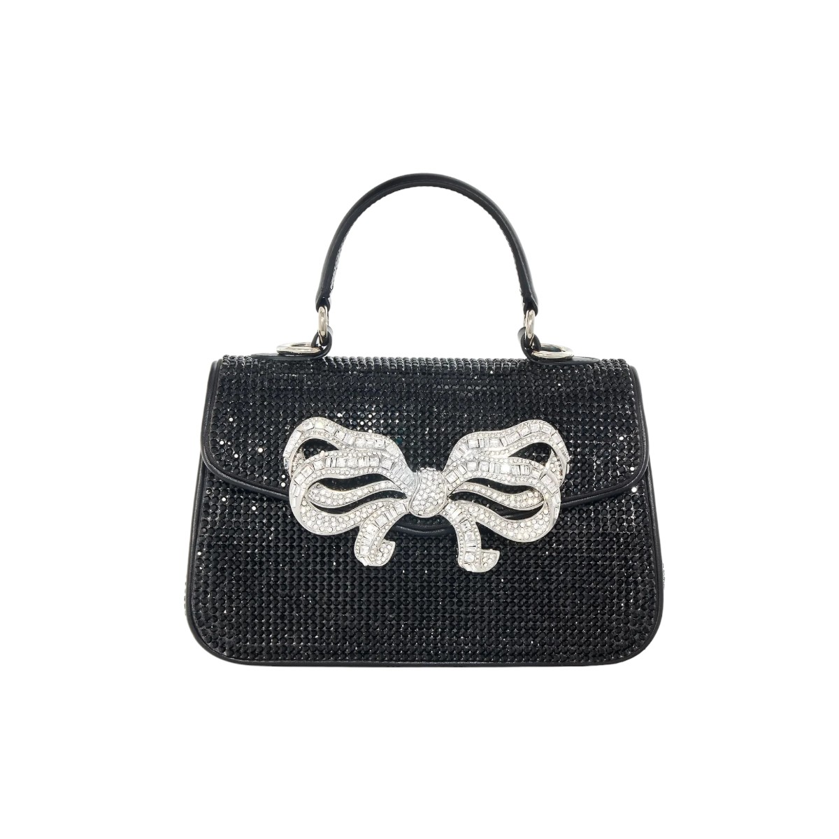 Judith Lieber Crystal Bow Top Handle Bag, Black