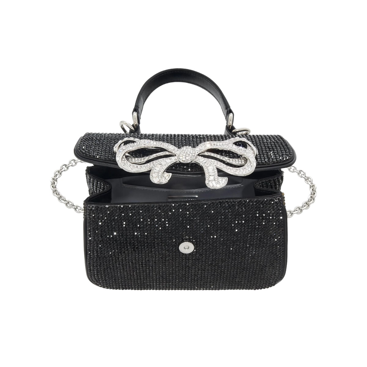 Judith Lieber Crystal Bow Top Handle Bag, Black