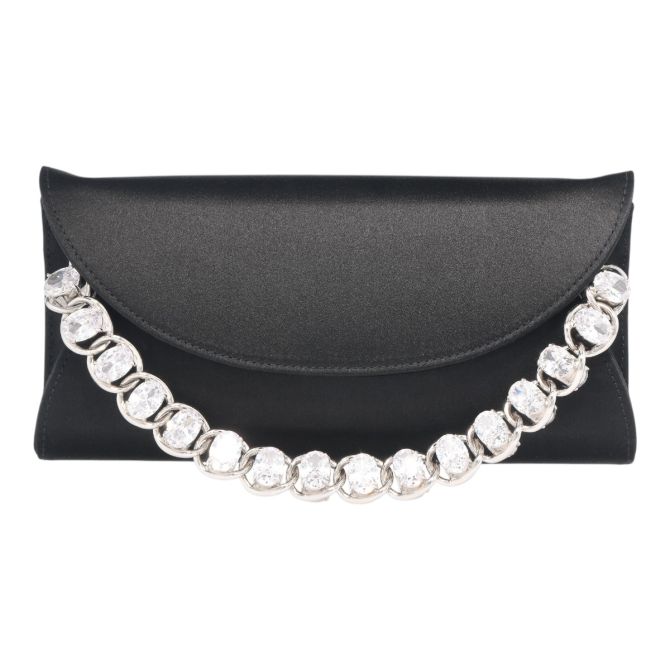 Judith Leiber Taylor Black Satin Clutch