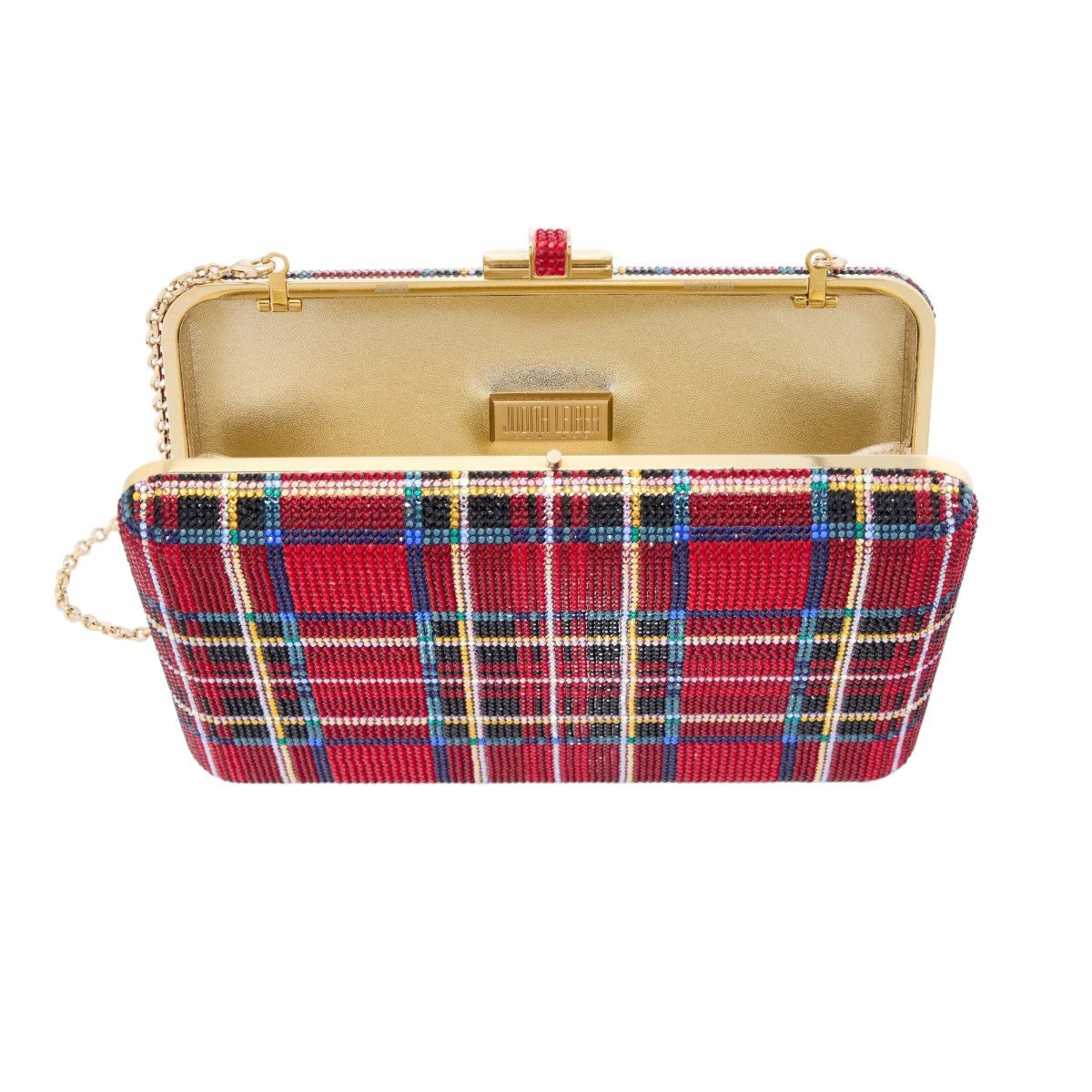 Judith Leiber Slim Slide Clutch, Royal Stewart