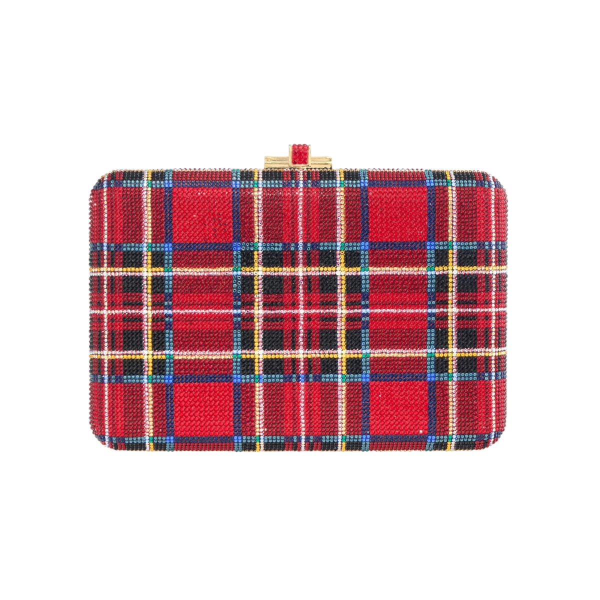 Judith Leiber Slim Slide Clutch, Royal Stewart