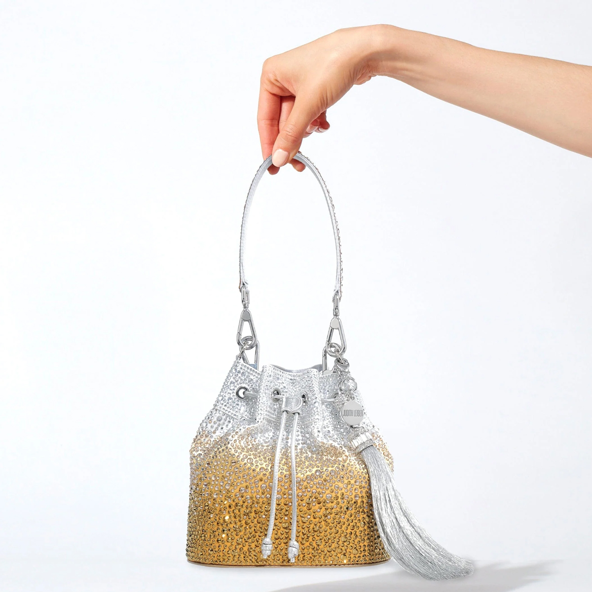 Judith Leiber Piper Caviar Bucket Bag, Golden Gradient