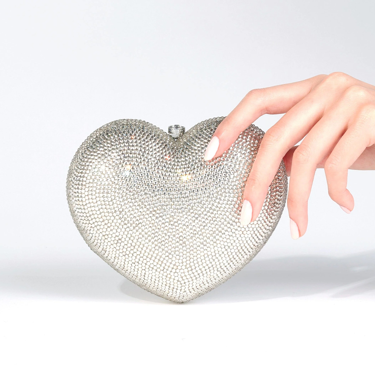 Judith Leiber L'Amour Petit Coeur Clutch, Silver
