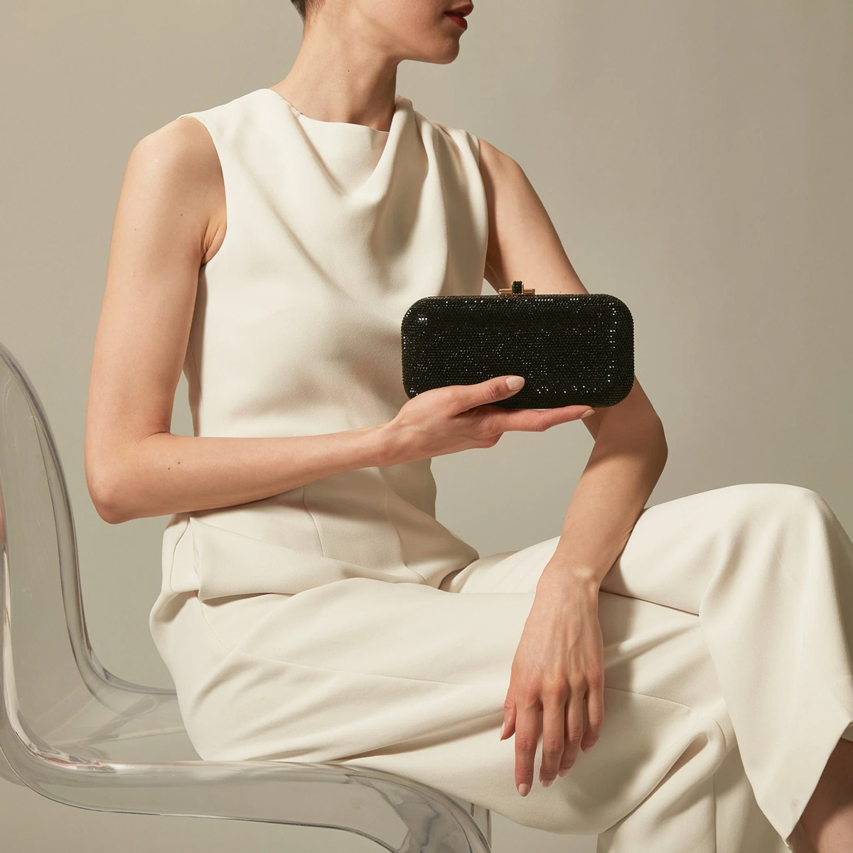 Judith Leiber Long Slide Clutch, Black