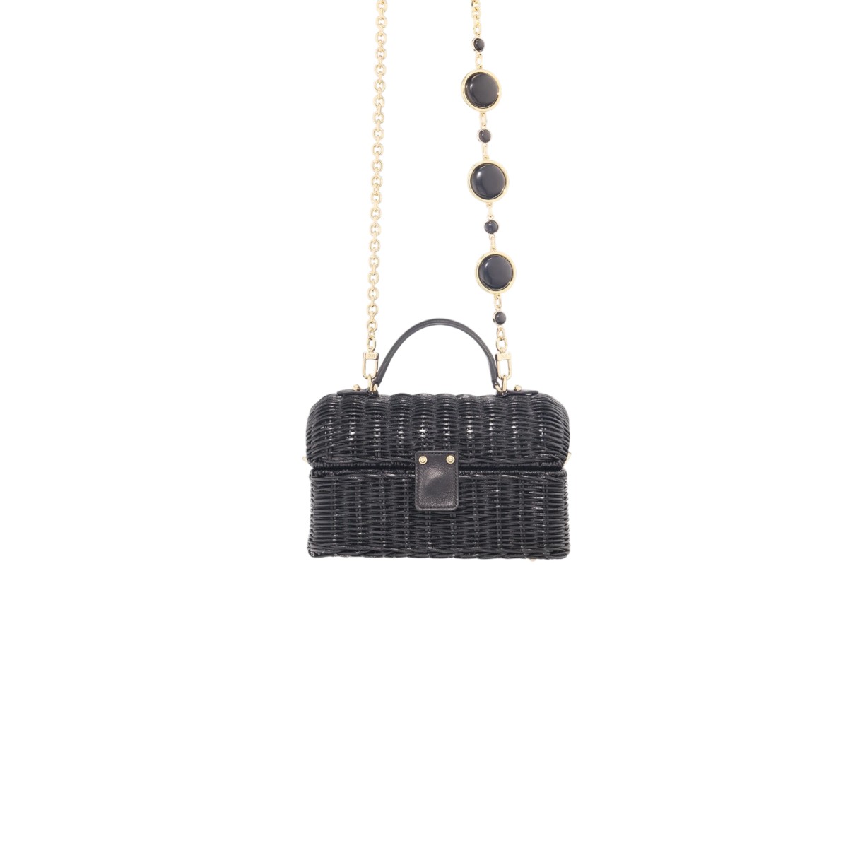 Judith Leiber Isla Wicker Semi-Precious Stones Basket Top Handle Bag, Black