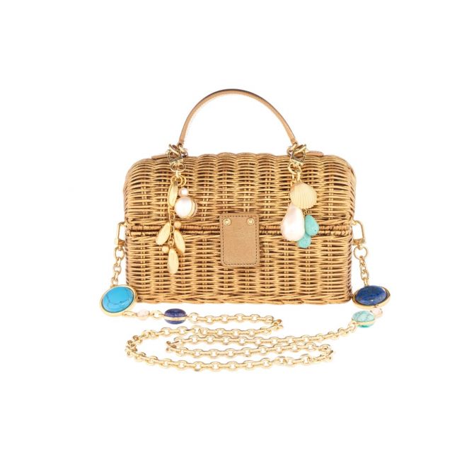 Judith Leiber Isla Wicker Basket Top Handle Bag, Sea Charms