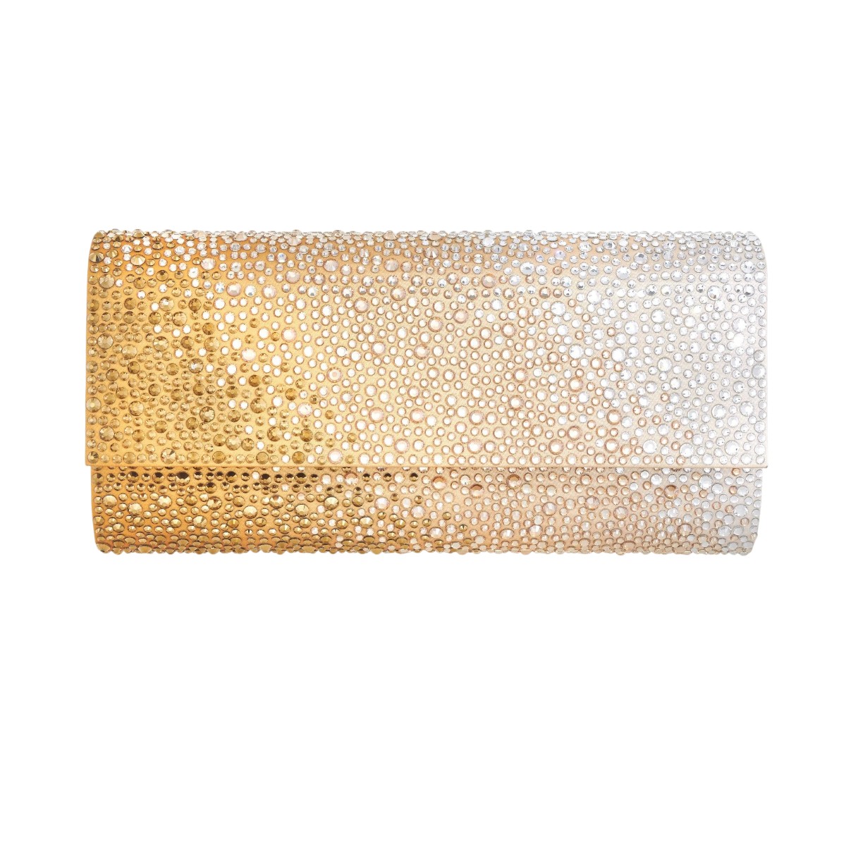 Judith Leiber Perry Crystal Caviar Gradient Clutch, Golden