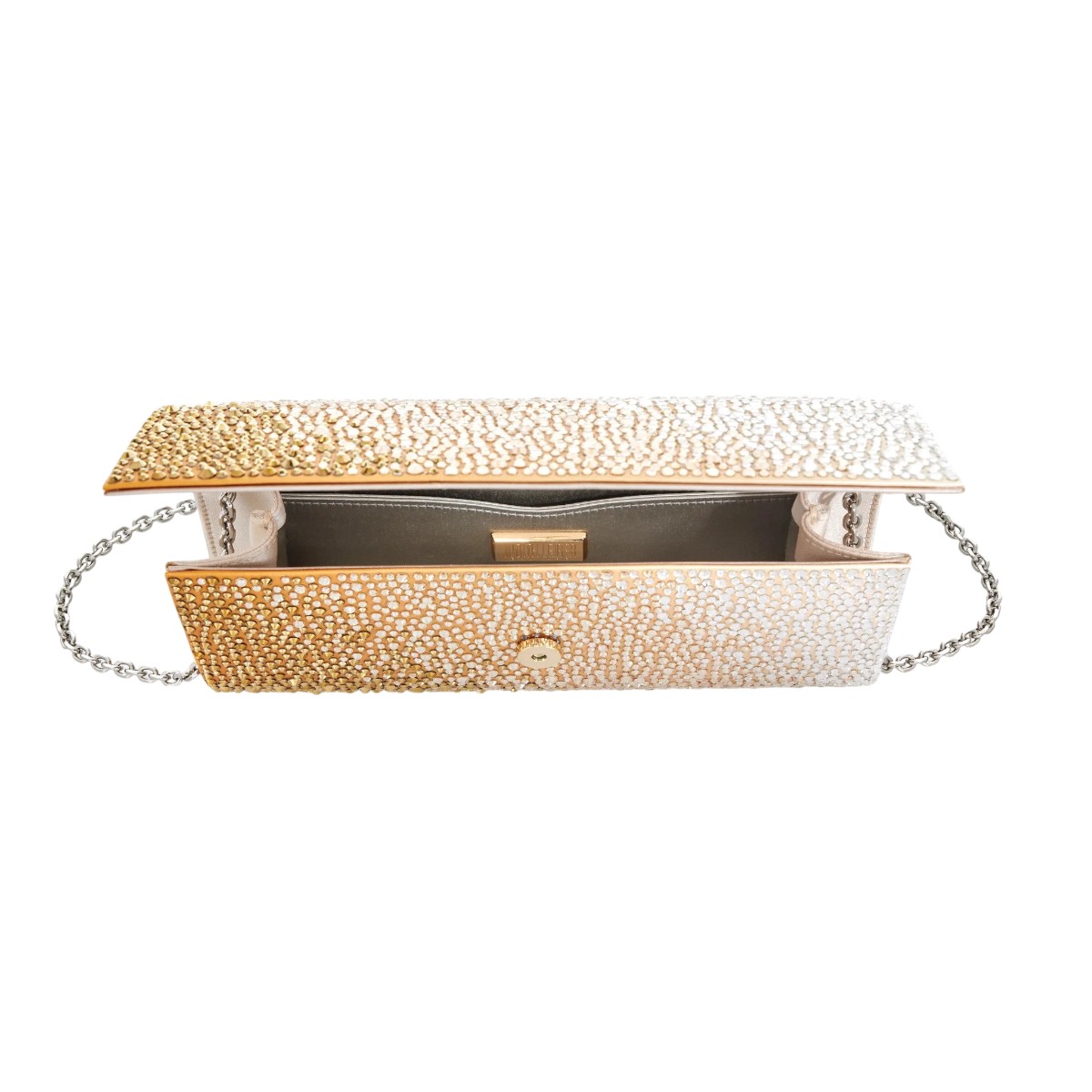 Judith Leiber Perry Crystal Caviar Gradient Clutch, Golden