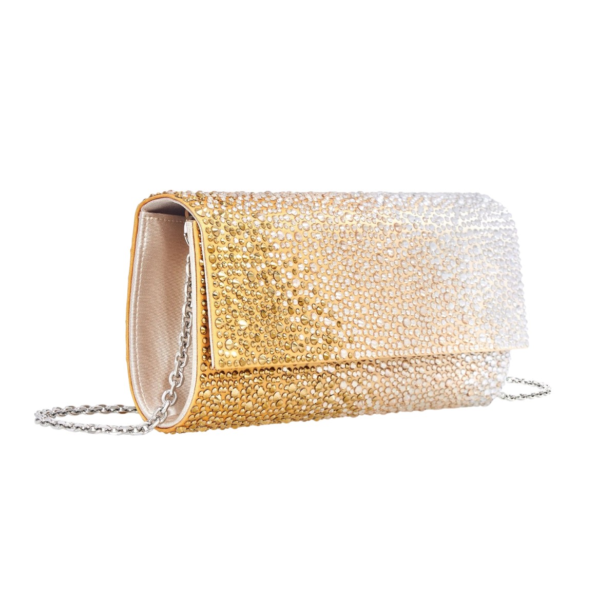 Judith Leiber Perry Crystal Caviar Gradient Clutch, Golden