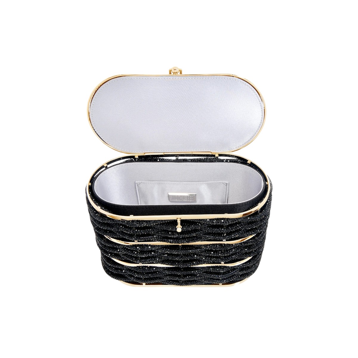 Judith Leiber Willow Crystal Woven Basket Top Handle Bag, Black