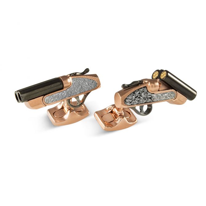 Deakin & Francis Rose & Yellow Gold Shotgun Cufflinks
