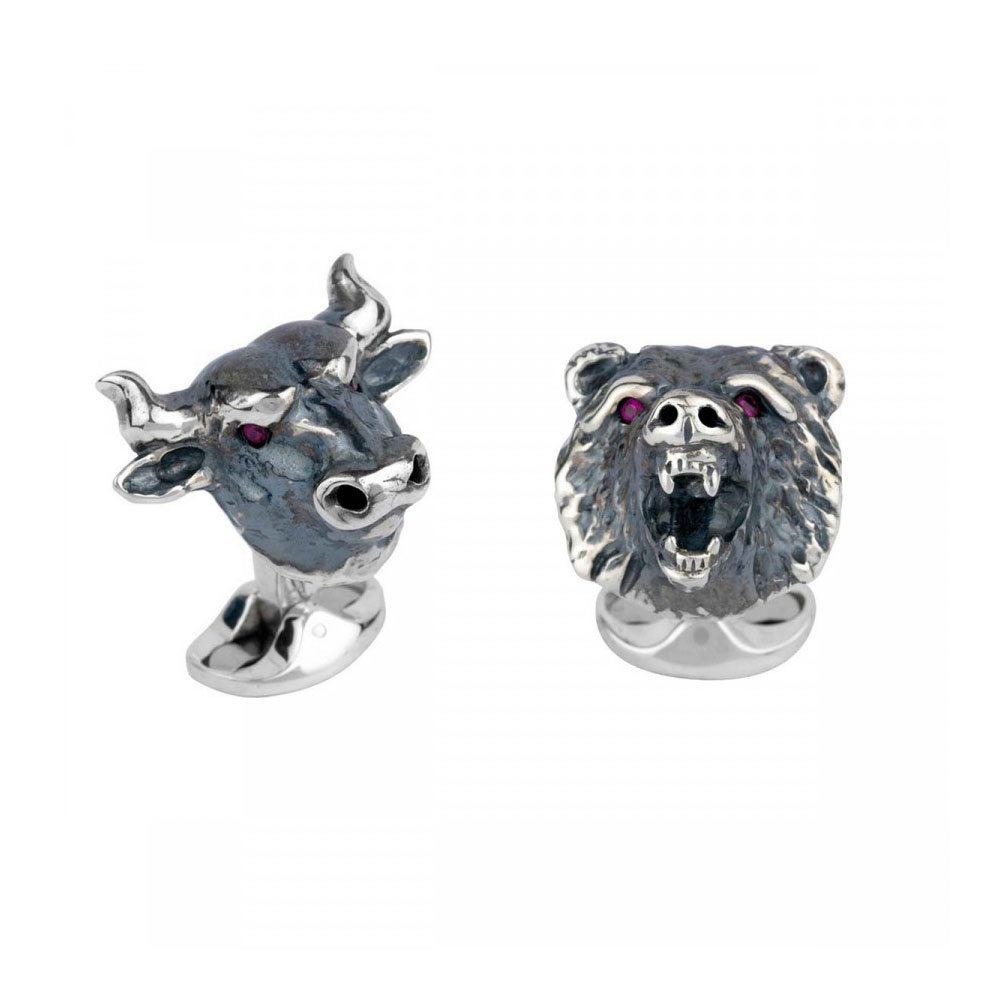 Deakin & Francis Sterling Silver Bull and Bear Cufflinks