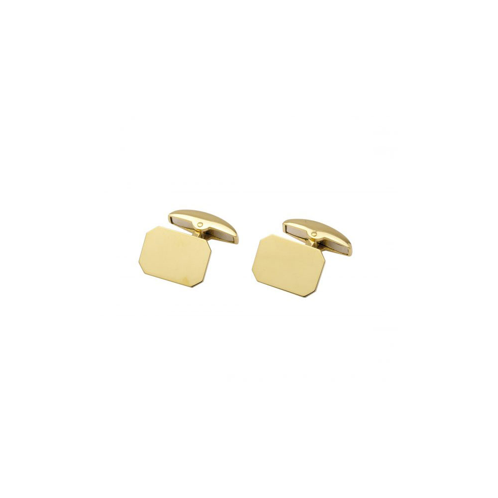 Deakin & Francis Yellow Gold Rectangle Cut Corner Cufflinks