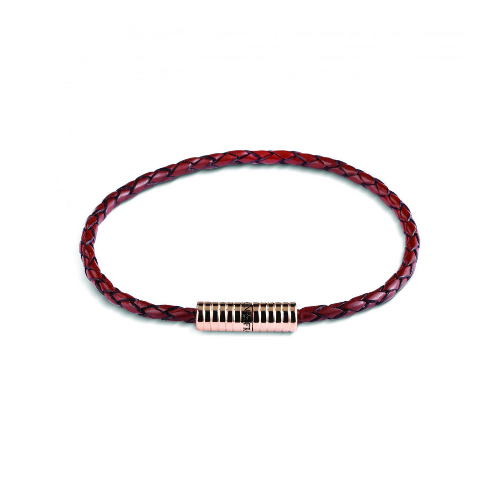 Deakin & Francis Brown Leather & Rose Tone Bracelet