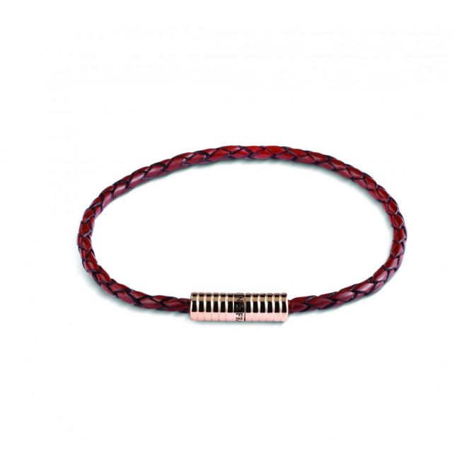 Deakin & Francis Brown Leather & Rose Tone Bracelet