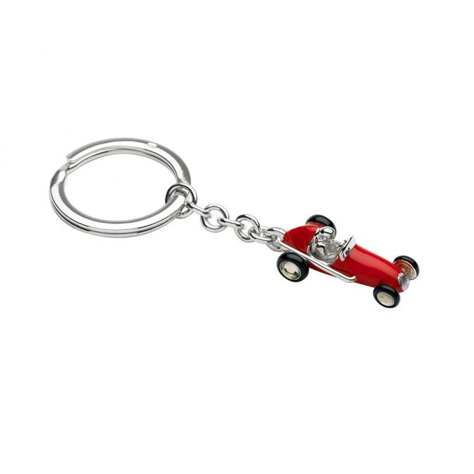 Deakin & Francis Sterling Silver & Red Enamel Racing Car Keychain
