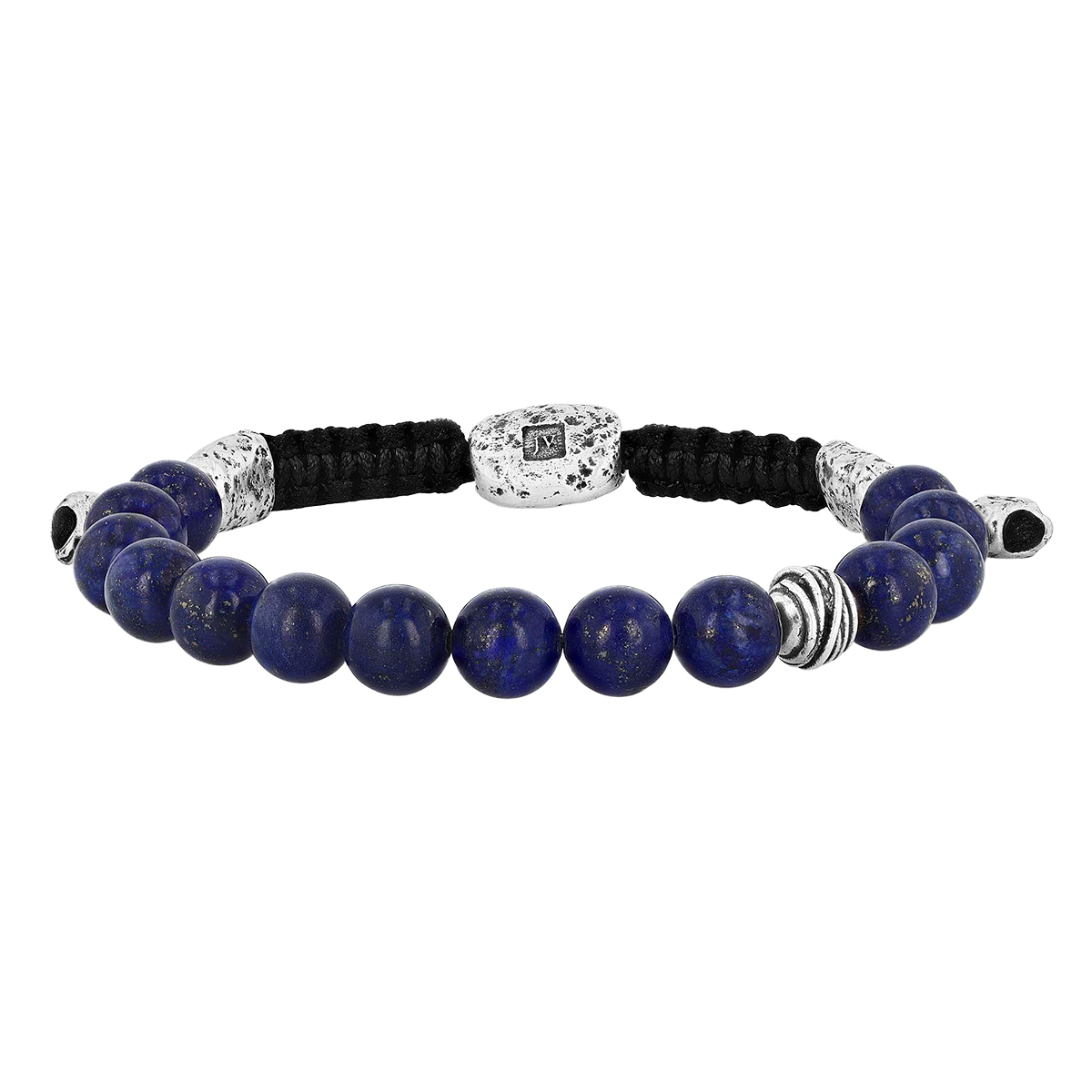 John Varvatos Lapis Bead Bracelet in Leather & Sterling Silver