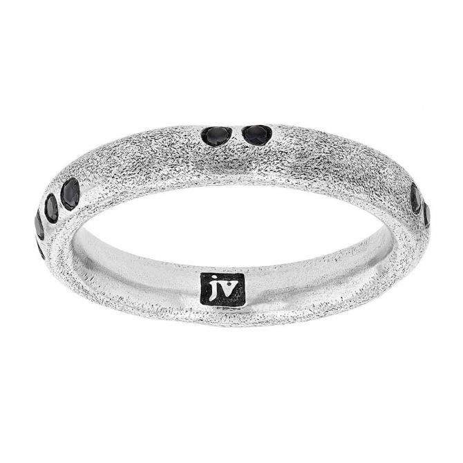 John Varvatos Black Diamond Ring in Sterling Silver JVR SS BD 3501 10 Borsheims