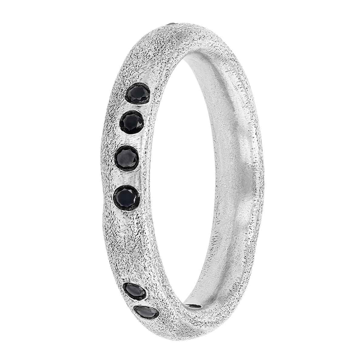 John Varvatos Black Diamond Ring in Sterling Silver